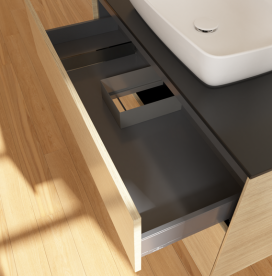 Тумба под раковину Villeroy & Boch Finion 100х50,1 см с подсветкой МДФ шпон дуба/стекло черное матовое G76200PC