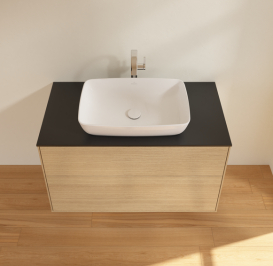 Тумба под раковину Villeroy & Boch Finion 100х50,1 см с подсветкой МДФ шпон дуба/стекло черное матовое G76200PC