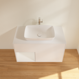 Тумба под раковину Villeroy & Boch Finion 100х50,1 см с подсветкой МДФ белый матовый лак/стекло белое матовое F771GFMT