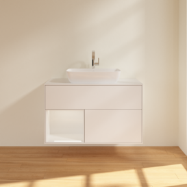 Тумба под раковину Villeroy & Boch Finion 100х50,1 см с подсветкой МДФ белый матовый лак/стекло белое матовое F771GFMT