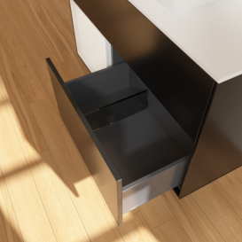 Тумба под раковину Villeroy & Boch Finion 100х50,1 см с подсветкой МДФ черный матовый лак/стекло белое матовое F771GFPD