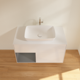 Тумба под раковину Villeroy & Boch Finion 100х50,1 см с подсветкой МДФ глянцевый белый лак/стекло белое матовое F771GKGF