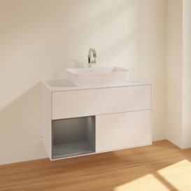 Тумба под раковину Villeroy & Boch Finion 100х50,1 см с подсветкой МДФ глянцевый белый лак/стекло белое матовое F771GKGF