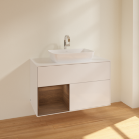 Тумба под раковину Villeroy & Boch Finion 100х50,1 см с подсветкой МДФ глянцевый белый лак/стекло белое матовое F771GNGF