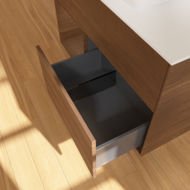 Тумба под раковину Villeroy & Boch Finion 100х50,1 см с подсветкой МДФ шпон грецкого ореха/стекло белое матовое F771GNGN