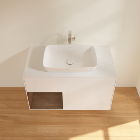 Тумба під раковину Villeroy & Boch Finion 100х50,1 см із підсвічуванням МДФ білий матовий лак/скло біле матове F771GNMT