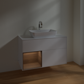 Тумба під раковину Villeroy & Boch Finion 100х50,1 см із підсвічуванням МДФ білий матовий лак/скло біле матове F771GNMT