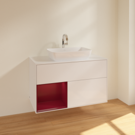 Тумба под раковину Villeroy & Boch Finion 100х50,1 см с подсветкой МДФ глянцевый белый лак/стекло белое матовое F771HBGF