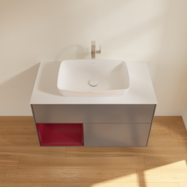 Тумба под раковину Villeroy & Boch Finion 100х50,1 см с подсветкой МДФ антрацит матовый лак/стекло белое матовое F771HBGK