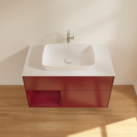 Тумба под раковину Villeroy & Boch Finion 100х50,1 см с подсветкой МДФ пион матовый лак/стекло белое матовое F771HBHB