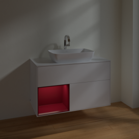 Тумба под раковину Villeroy & Boch Finion 100х50,1 см с подсветкой МДФ белый матовый лак/стекло белое матовое F771HBMT