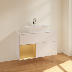 Тумба под раковину Villeroy & Boch Finion 100х50,1 см с подсветкой МДФ глянцевый белый лак/стекло белое матовое F771HFGF