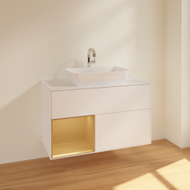 Тумба под раковину Villeroy & Boch Finion 100х50,1 см с подсветкой МДФ белый матовый лак/стекло белое матовое F771HFMT