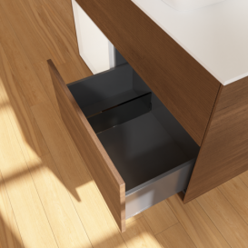 Тумба под раковину Villeroy & Boch Finion 100х50,1 см с подсветкой МДФ шпон грецкого ореха/стекло белое матовое F771MTGN