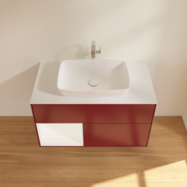 Тумба под раковину Villeroy & Boch Finion 100х50,1 см с подсветкой МДФ пион матовый лак/стекло белое матовое F771MTHB