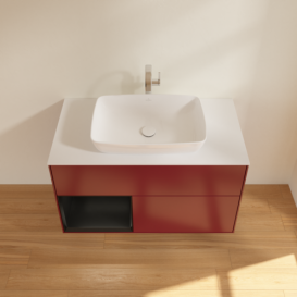 Тумба под раковину Villeroy & Boch Finion 100х50,1 см с подсветкой МДФ пион матовый лак/стекло белое матовое F771PDHB