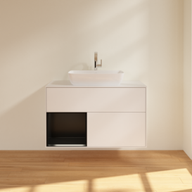 Тумба под раковину Villeroy & Boch Finion 100х50,1 см с подсветкой МДФ белый матовый лак/стекло белое матовое F771PDMT