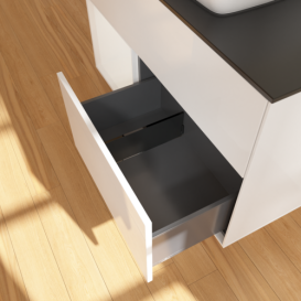 Тумба под раковину Villeroy & Boch Finion 100х50,1 см с подсветкой МДФ глянцевый белый лак/стекло черное матовое F772GFGF