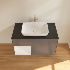 Тумба под раковину Villeroy & Boch Finion 100х50,1 см с подсветкой МДФ антрацит матовый лак/стекло черное матовое F772GFGK