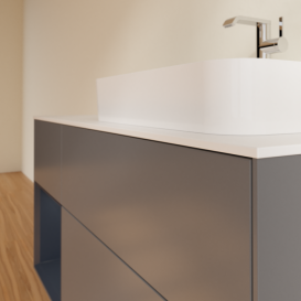 Тумба под раковину Villeroy & Boch Finion 120х50,1 см с подсветкой МДФ антрацит матовый лак/стекло белое матовое F391HGGK