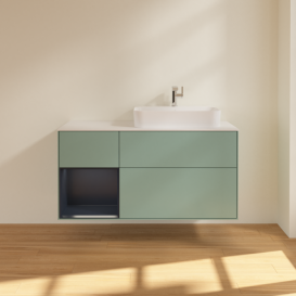 Тумба под раковину Villeroy & Boch Finion 120х50,1 см с подсветкой МДФ оливковый матовый лак/стекло белое матовое F391HGGM