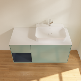 Тумба под раковину Villeroy & Boch Finion 120х50,1 см с подсветкой МДФ оливковый матовый лак/стекло белое матовое F391HGGM