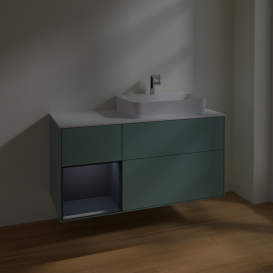 Тумба под раковину Villeroy & Boch Finion 120х50,1 см с подсветкой МДФ оливковый матовый лак/стекло белое матовое F391HGGM