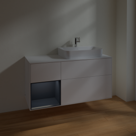 Тумба под раковину Villeroy & Boch Finion 120х50,1 см с подсветкой МДФ белый матовый лак/стекло белое матовое F391HGMT