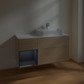 Тумба под раковину Villeroy & Boch Finion 120х50,1 см с подсветкой МДФ шпон дуба/стекло белое матовое F391HGPC