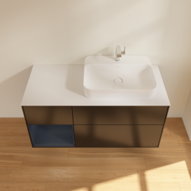 Тумба под раковину Villeroy & Boch Finion 120х50,1 см с подсветкой МДФ черный матовый лак/стекло белое матовое F391HGPD