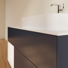 Тумба под раковину Villeroy & Boch Finion 120х50,1 см с подсветкой МДФ темно-синий матовый лак/стекло белое матовое F391MTHG