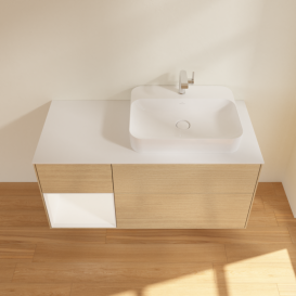 Тумба под раковину Villeroy & Boch Finion 120х50,1 см с подсветкой МДФ шпон дуба/стекло белое матовое F391MTPC