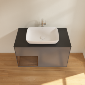 Тумба под раковину Villeroy & Boch Finion 100х50,1 см с подсветкой МДФ антрацит матовый лак/стекло черное матовое F772GNGK