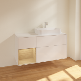 Тумба под раковину Villeroy & Boch Finion 120х50,1 см с подсветкой МДФ глянцевый белый лак/стекло белое матовое F391PCGF