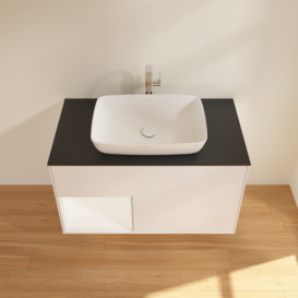 Тумба под раковину Villeroy & Boch Finion 100х50,1 см с подсветкой МДФ белый матовый лак/стекло черное матовое F772MTMT