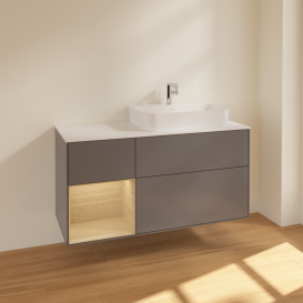 Тумба под раковину Villeroy & Boch Finion 120х50,1 см с подсветкой МДФ антрацит матовый лак/стекло белое матовое F391PCGK