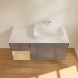 Тумба под раковину Villeroy & Boch Finion 120х50,1 см с подсветкой МДФ антрацит матовый лак/стекло белое матовое F391PCGK