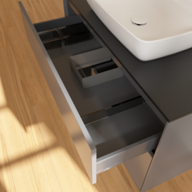 Тумба под раковину Villeroy & Boch Finion 100х50,1 см с подсветкой МДФ антрацит матовый лак/стекло черное матовое F772PDGK