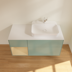 Тумба под раковину Villeroy & Boch Finion 120х50,1 см с подсветкой МДФ оливковый матовый лак/стекло белое матовое F391PCGM