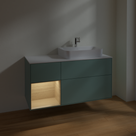 Тумба под раковину Villeroy & Boch Finion 120х50,1 см с подсветкой МДФ оливковый матовый лак/стекло белое матовое F391PCGM