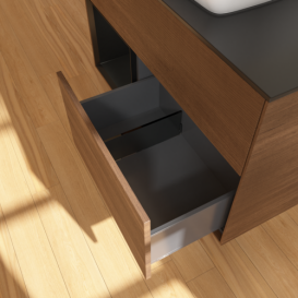 Тумба под раковину Villeroy & Boch Finion 100х50,1 см с подсветкой МДФ шпон грецкого ореха/стекло черное матовое F772PDGN