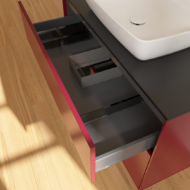 Тумба под раковину Villeroy & Boch Finion 100х50,1 см с подсветкой МДФ пион матовый лак/стекло черное матовое F772PDHB