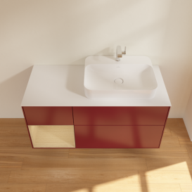 Тумба под раковину Villeroy & Boch Finion 120х50,1 см с подсветкой МДФ пион матовый лак/стекло белое матовое F391PCHB