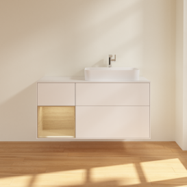 Тумба под раковину Villeroy & Boch Finion 120х50,1 см с подсветкой МДФ белый матовый лак/стекло белое матовое F391PCMT