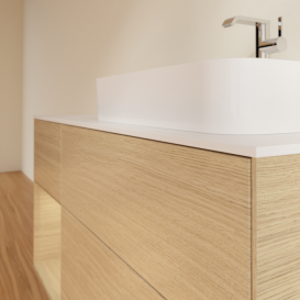 Тумба под раковину Villeroy & Boch Finion 120х50,1 см с подсветкой МДФ шпон дуба/стекло белое матовое F391PCPC