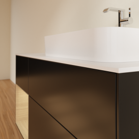 Тумба под раковину Villeroy & Boch Finion 120х50,1 см с подсветкой МДФ черный матовый лак/стекло белое матовое F391PCPD