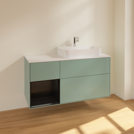 Тумба под раковину Villeroy & Boch Finion 120х50,1 см с подсветкой МДФ оливковый матовый лак/стекло белое матовое F391PDGM