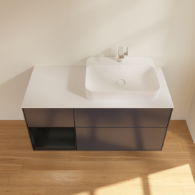 Тумба под раковину Villeroy & Boch Finion 120х50,1 см с подсветкой МДФ темно-синий матовый лак/стекло белое матовое F391PDHG