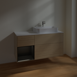Тумба под раковину Villeroy & Boch Finion 120х50,1 см с подсветкой МДФ шпон дуба/стекло белое матовое F391PDPC