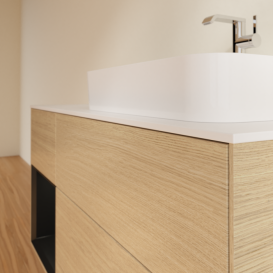 Тумба под раковину Villeroy & Boch Finion 120х50,1 см с подсветкой МДФ шпон дуба/стекло белое матовое F391PDPC